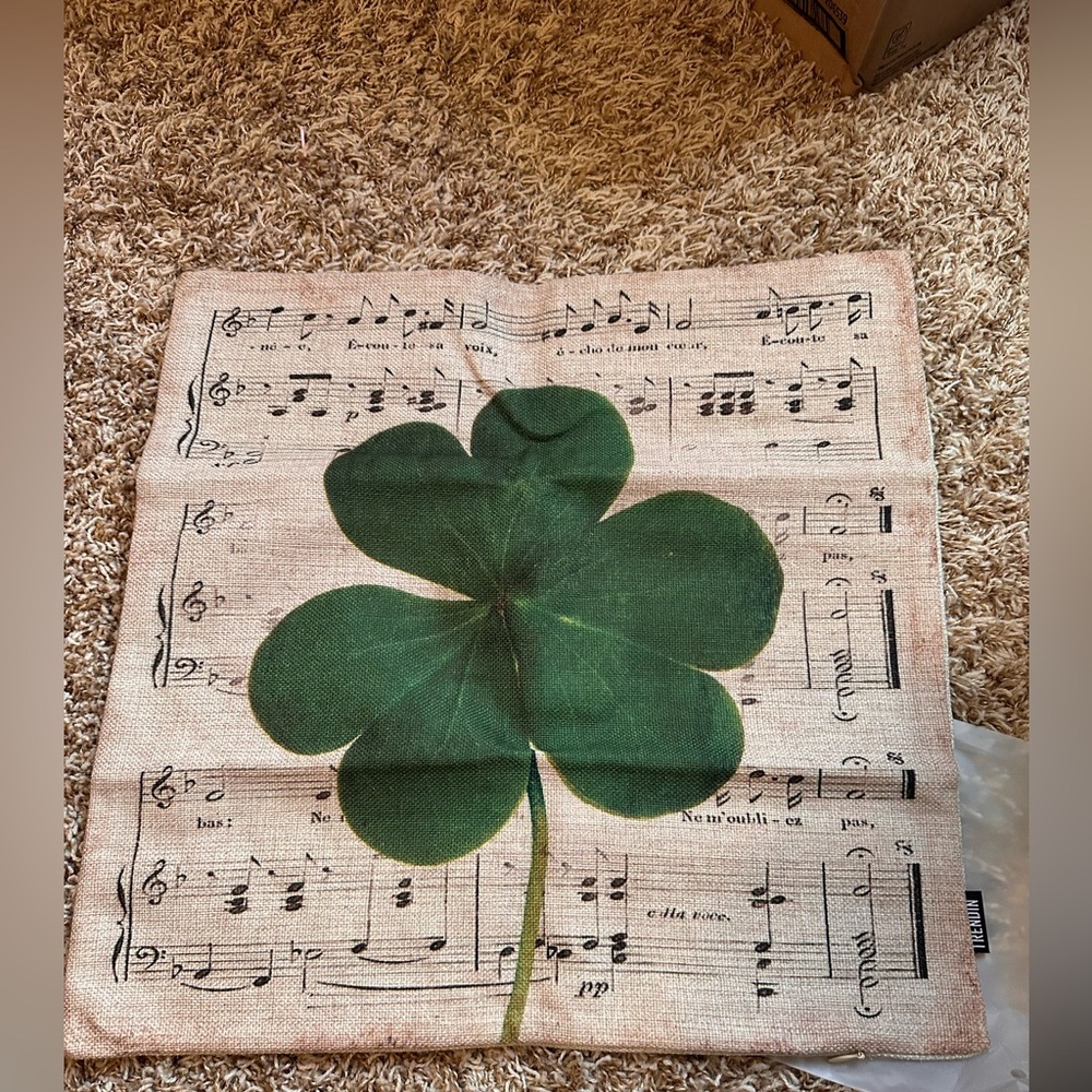 Green Clover Music Note Pillow Cover- New in package